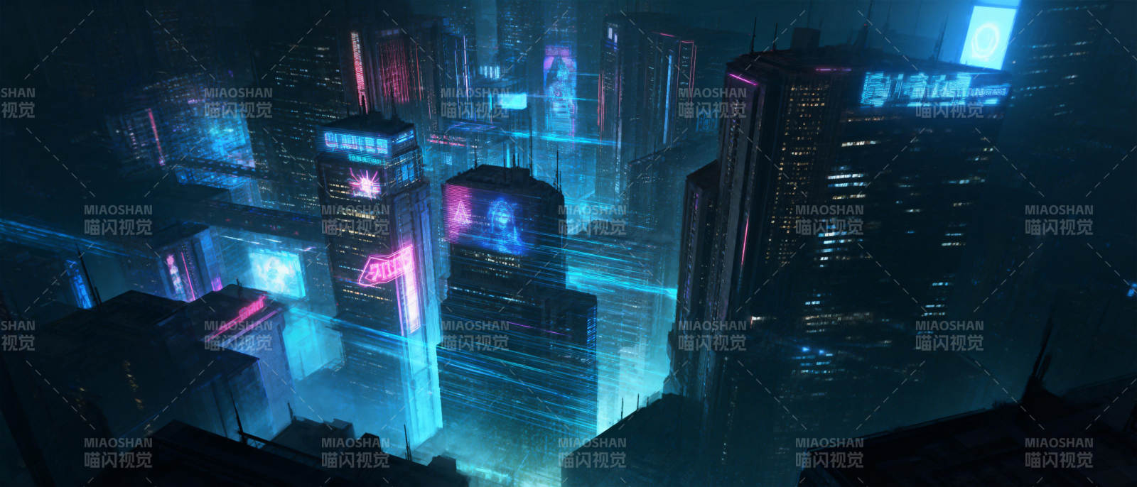 霓虹都市夜景图片