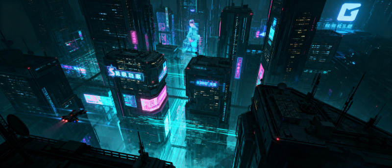 霓虹都市夜景图片