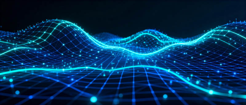 蓝光波浪网格图片