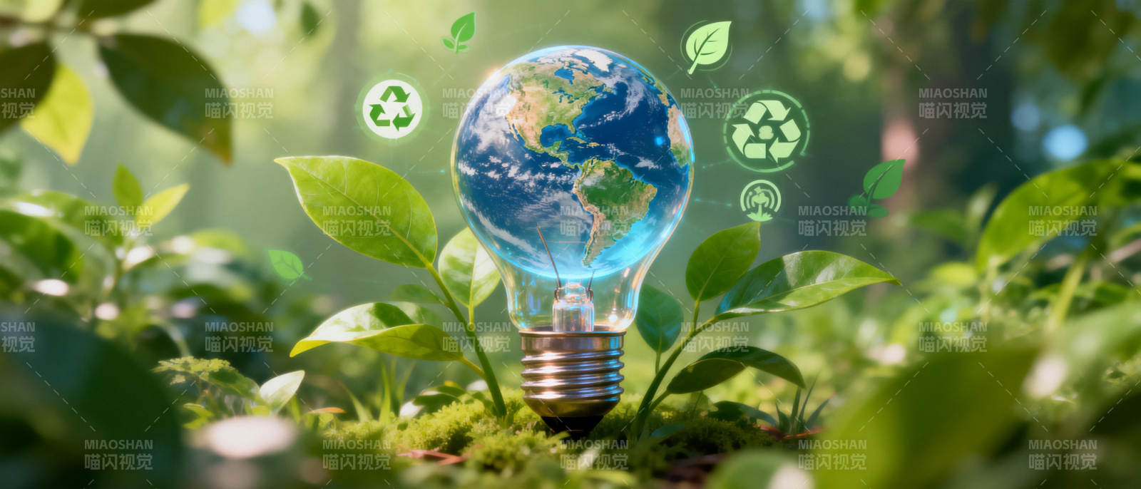 绿色能源地球灯图片