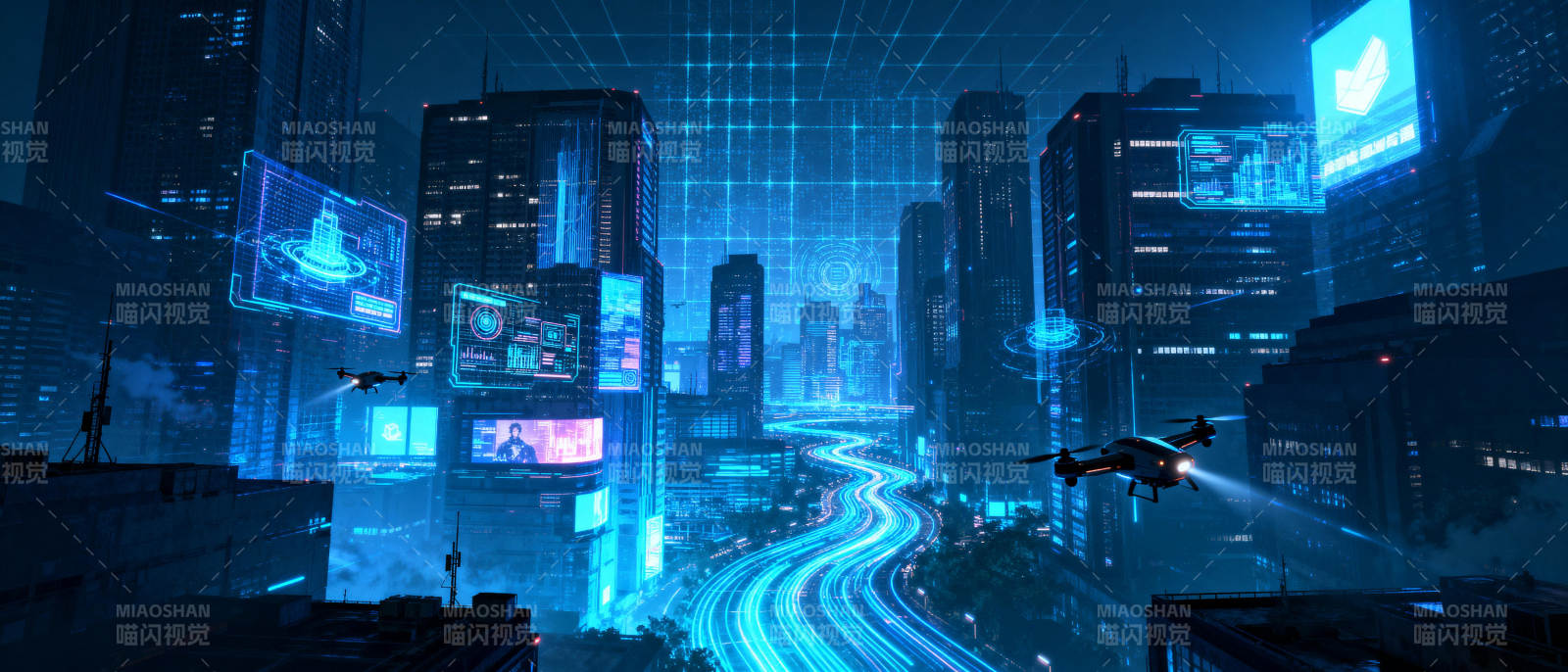 未来都市夜景图片