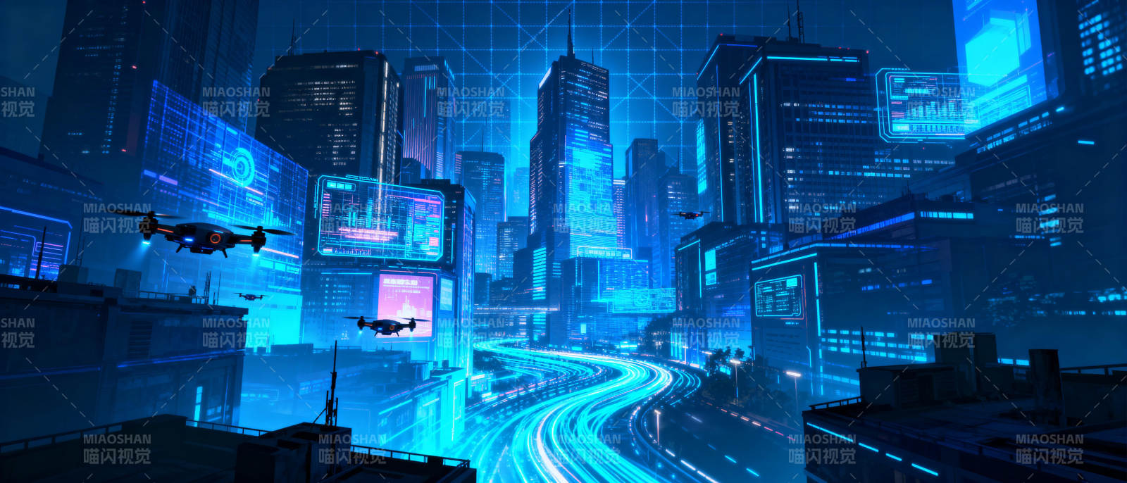 未来都市夜景图片