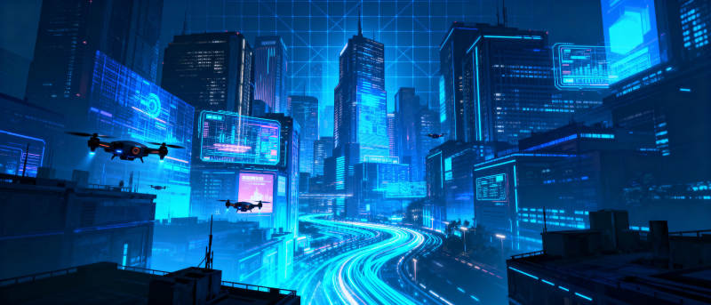 未来都市夜景图片