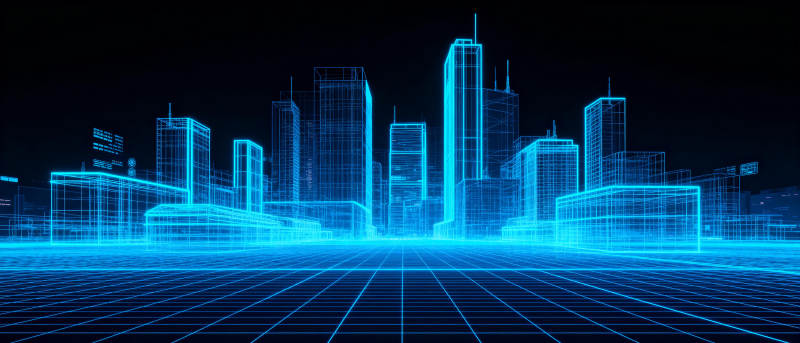 未来城市线框图图片