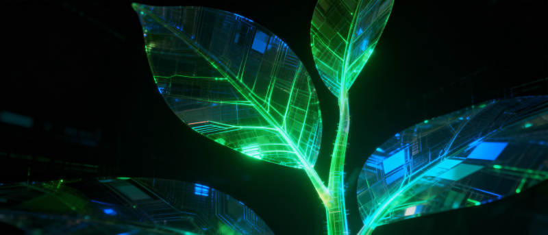 发光的科技绿叶图片