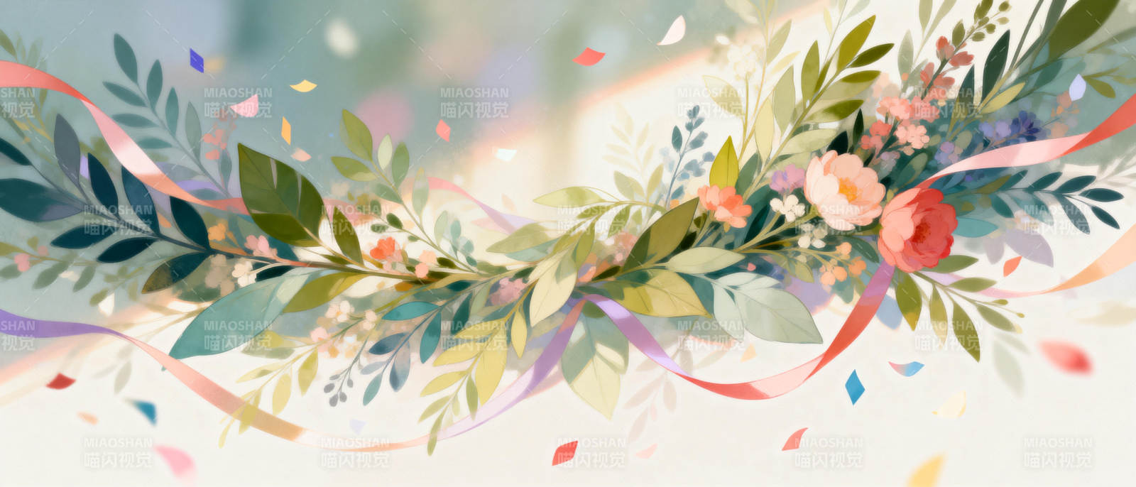 花枝飘带迎春来图片