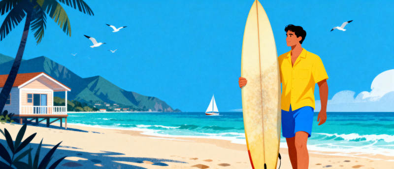 沙滩冲浪者图片