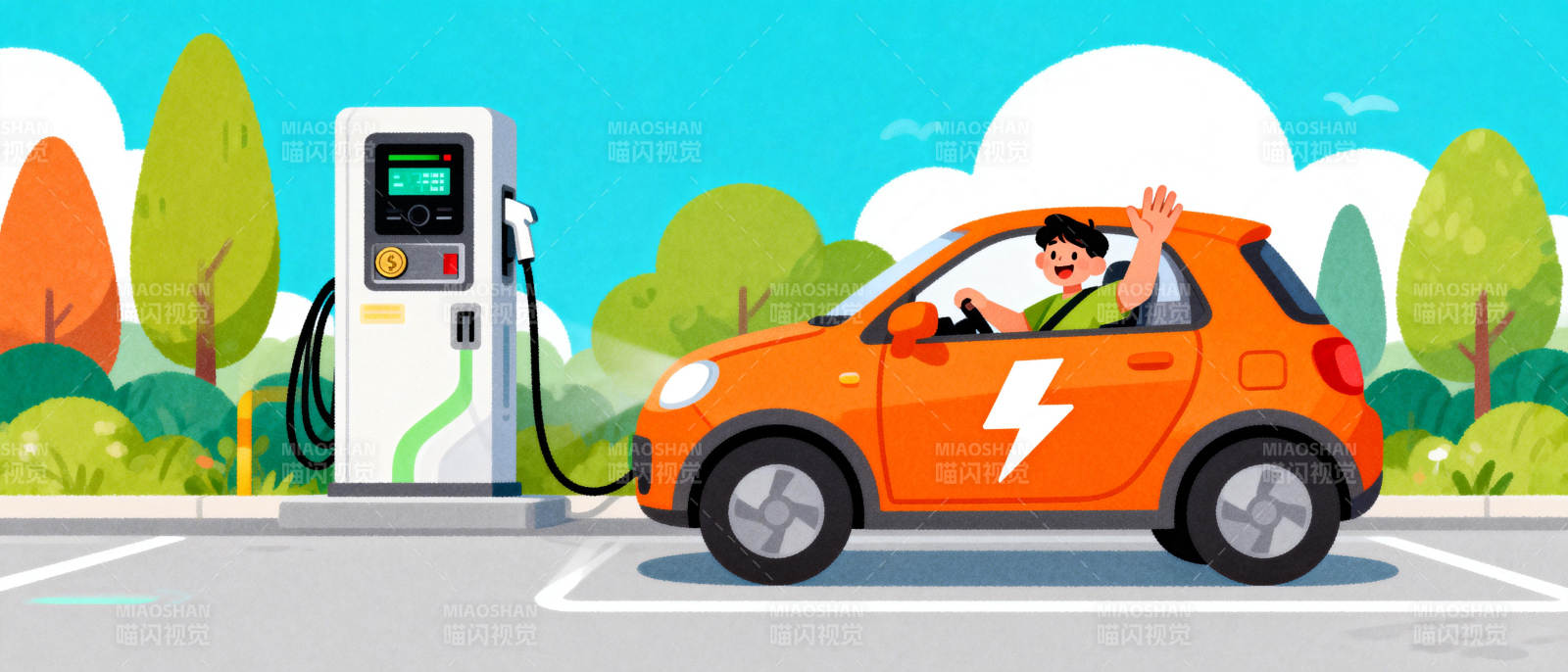 电动汽车充电中图片