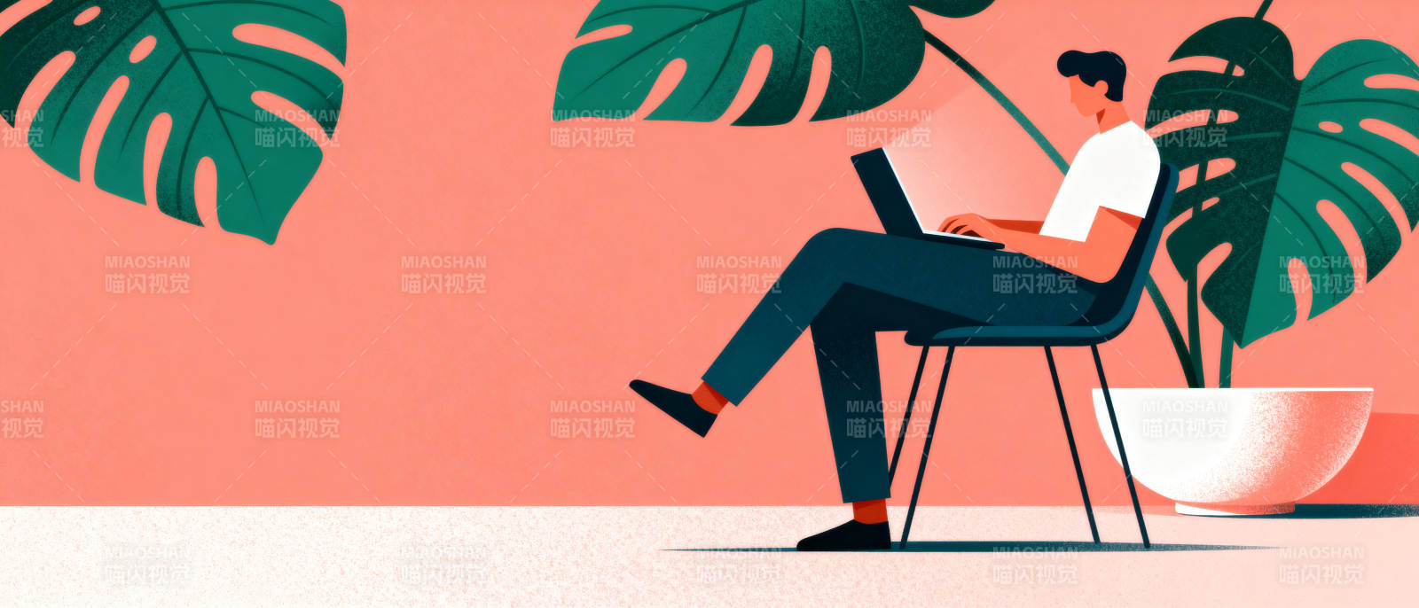 居家办公绿意盎然图片