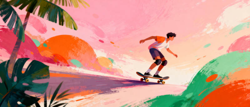 滑板少年追梦行图片