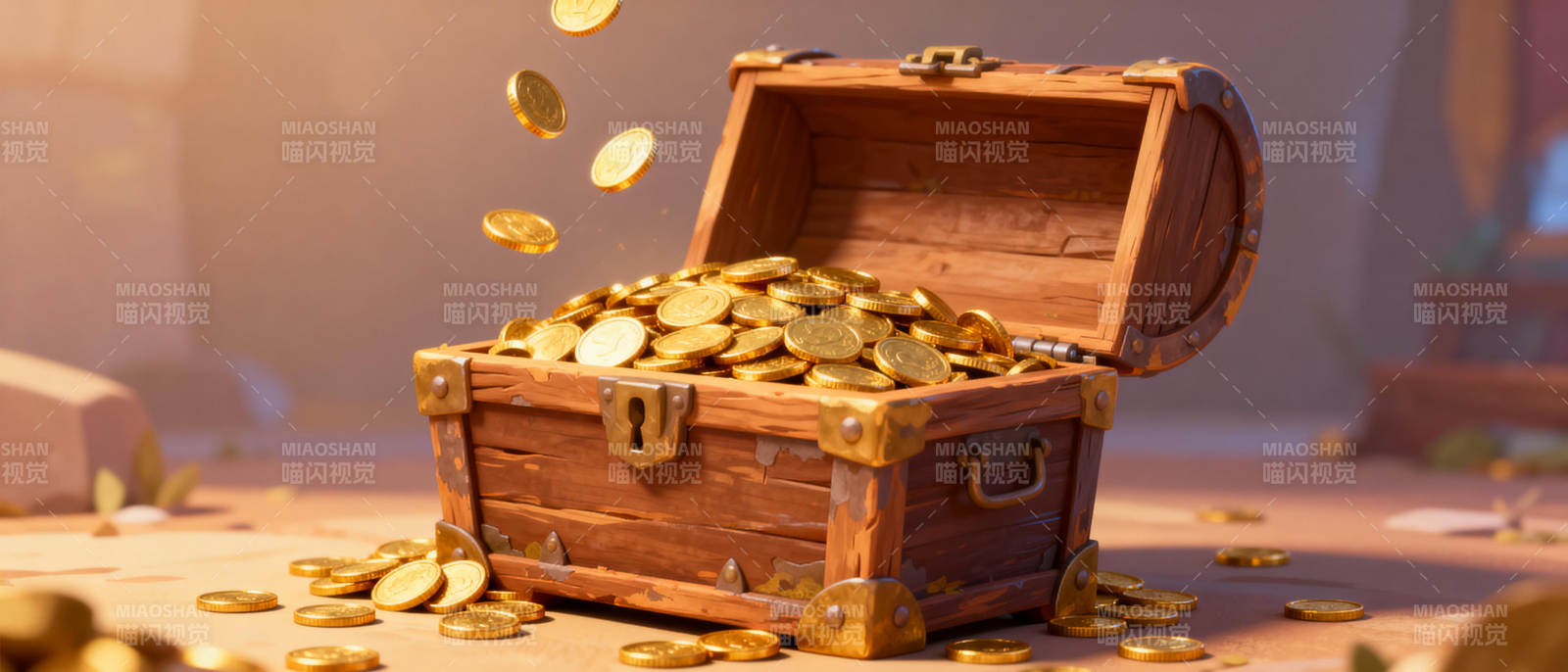 金币满溢的宝箱图片