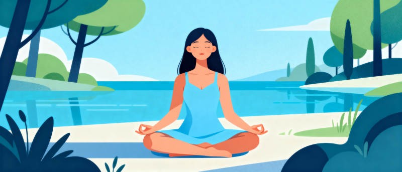 湖畔静坐冥想图片