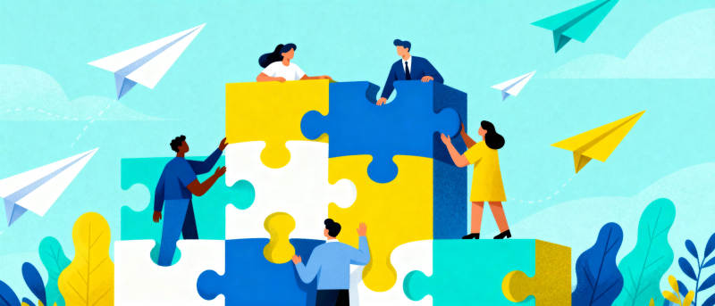 团队协作拼图图片