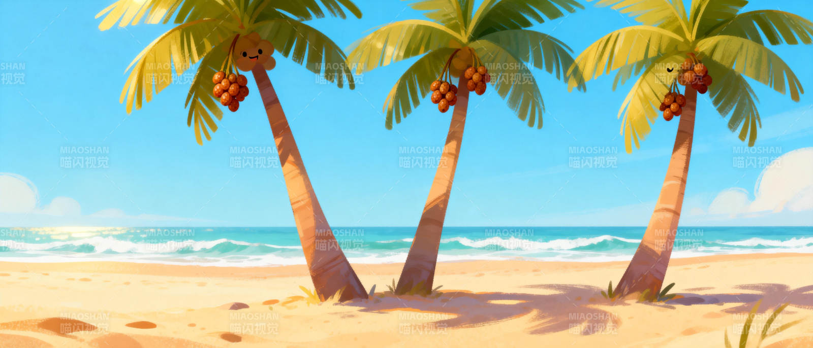 椰林沙滩美景图片