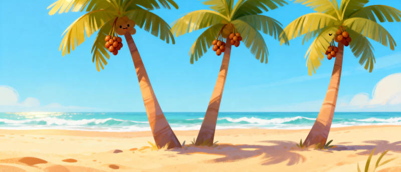 椰林沙滩美景图片