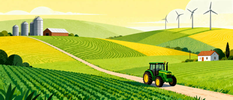 田园风光与拖拉机图片