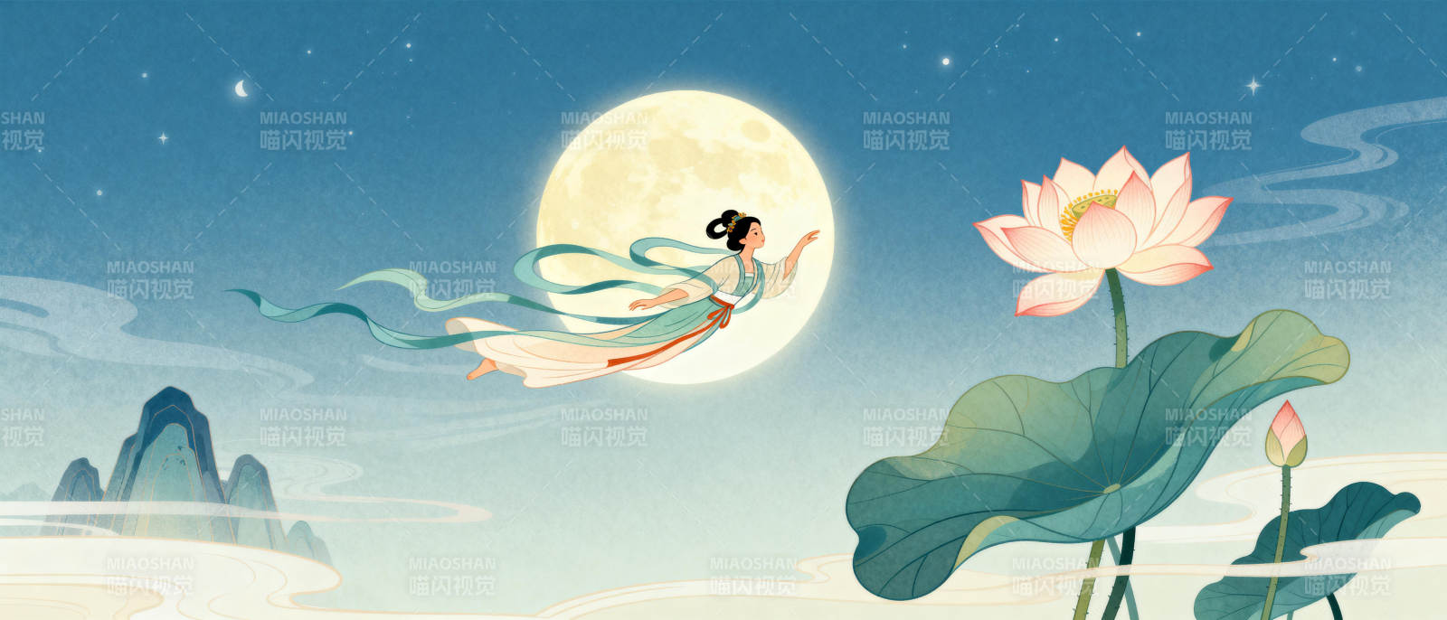 月下飞仙莲影图片