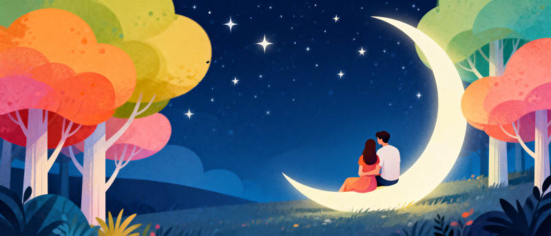 月下共赏星河图片