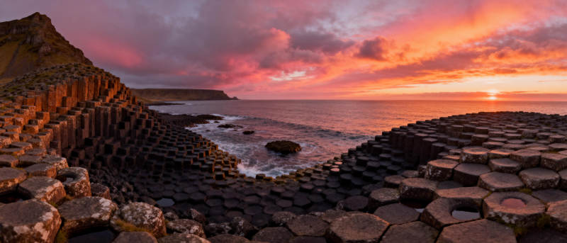 巨人之路日落美景图片