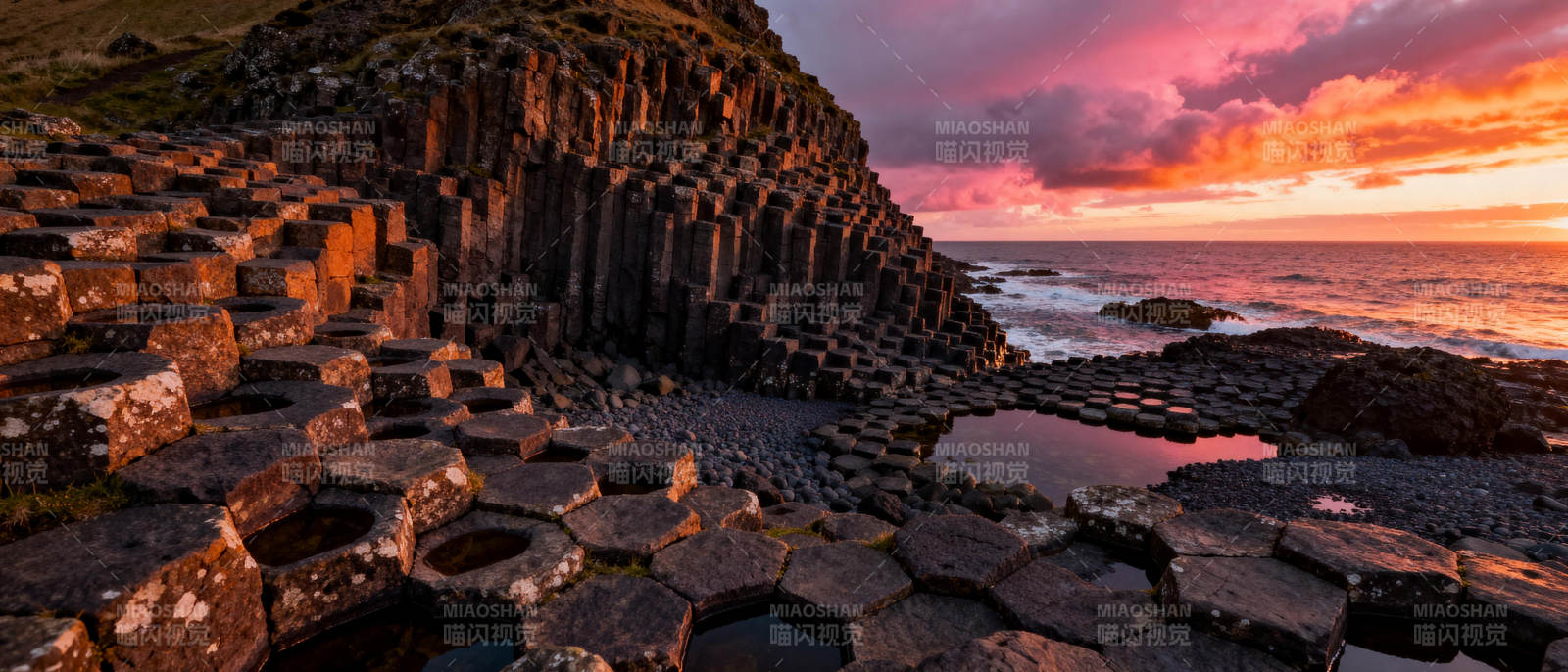 巨人之路日落图片