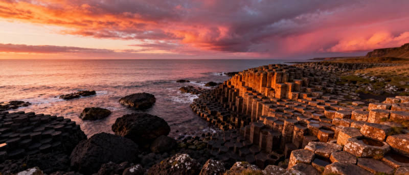 巨人之路日落美景图片