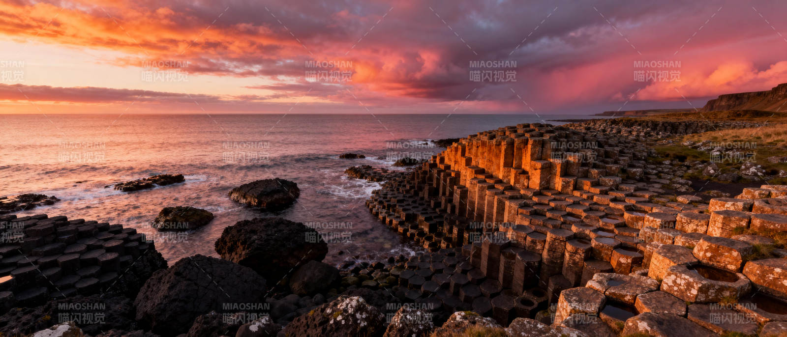 巨人之路日落美景图片