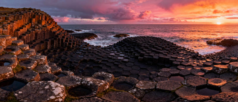 巨人之路日落美景图片