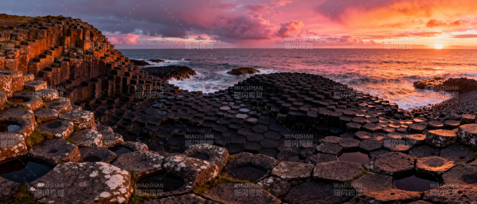 巨人之路日落美景图片