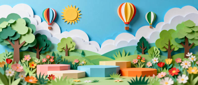 纸艺花园风光图片