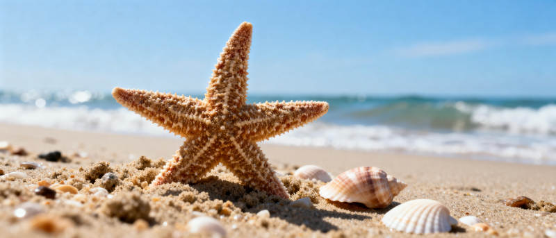 沙滩上的海星图片
