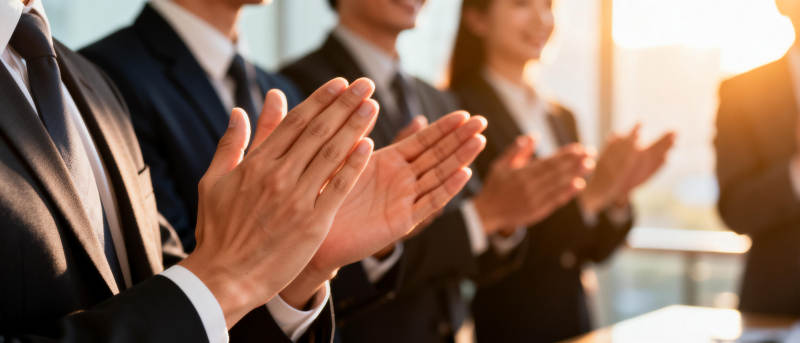 商务人士鼓掌致意图片