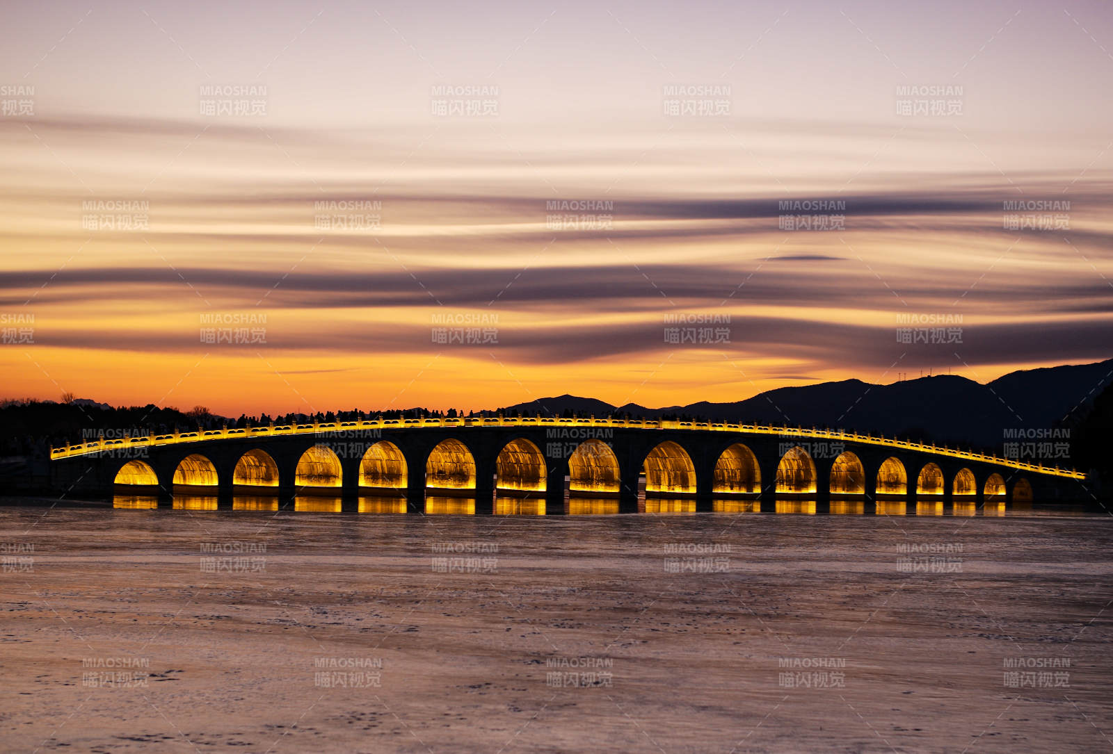 颐和园十七孔桥夕照图片