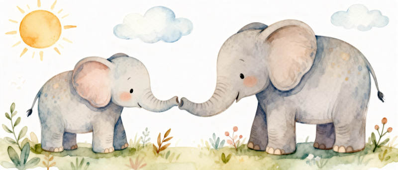 大象母子温馨相伴图片