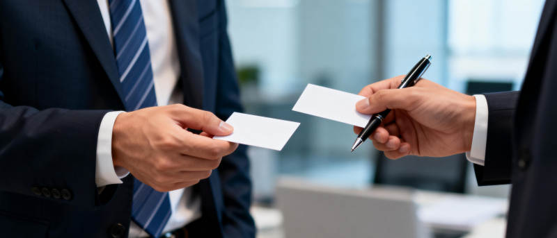 商务人士交换名片图片