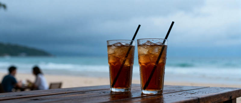 海滩上的冰饮时光图片