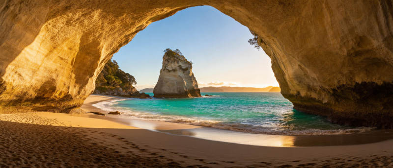 洞穴观海景图片