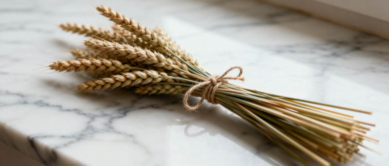 麦穗静置大理石上图片