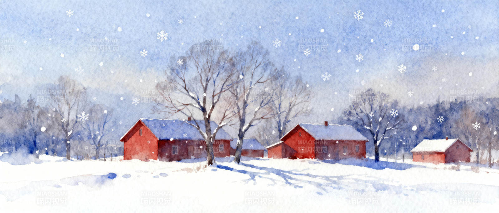 雪中红屋图片