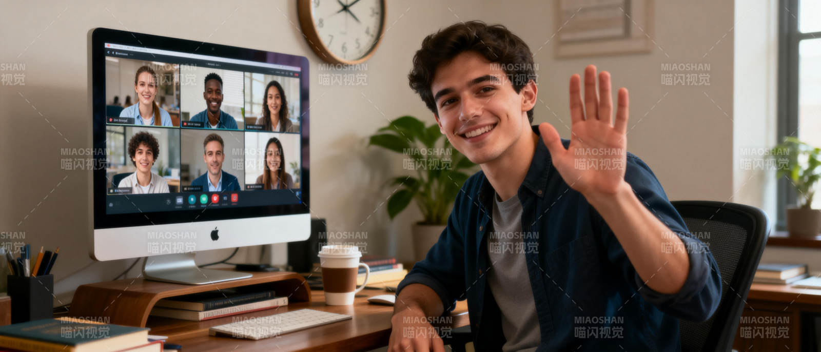 线上课堂挥手致意图片