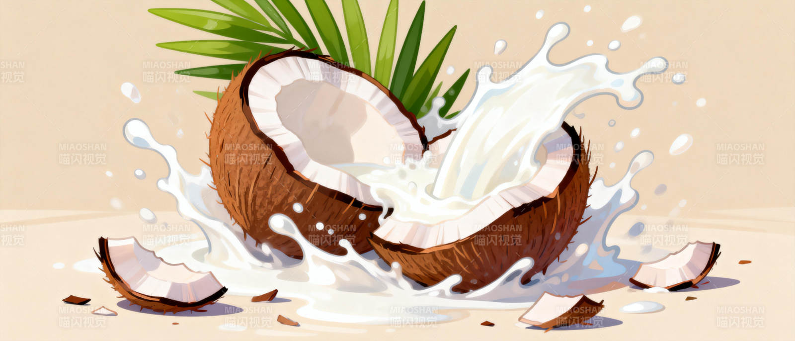 椰子爆裂瞬间图片