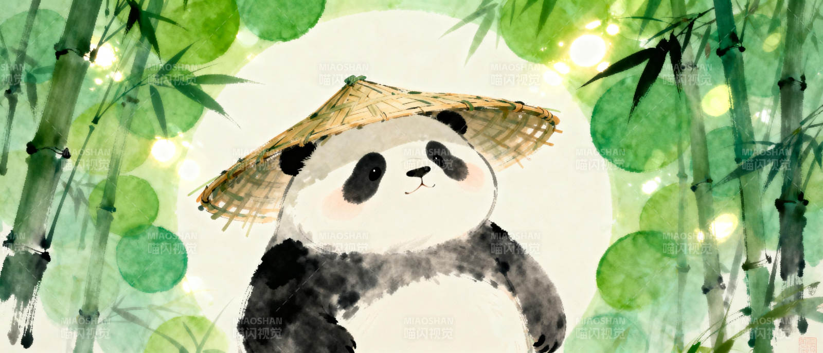 熊猫戴斗笠图片