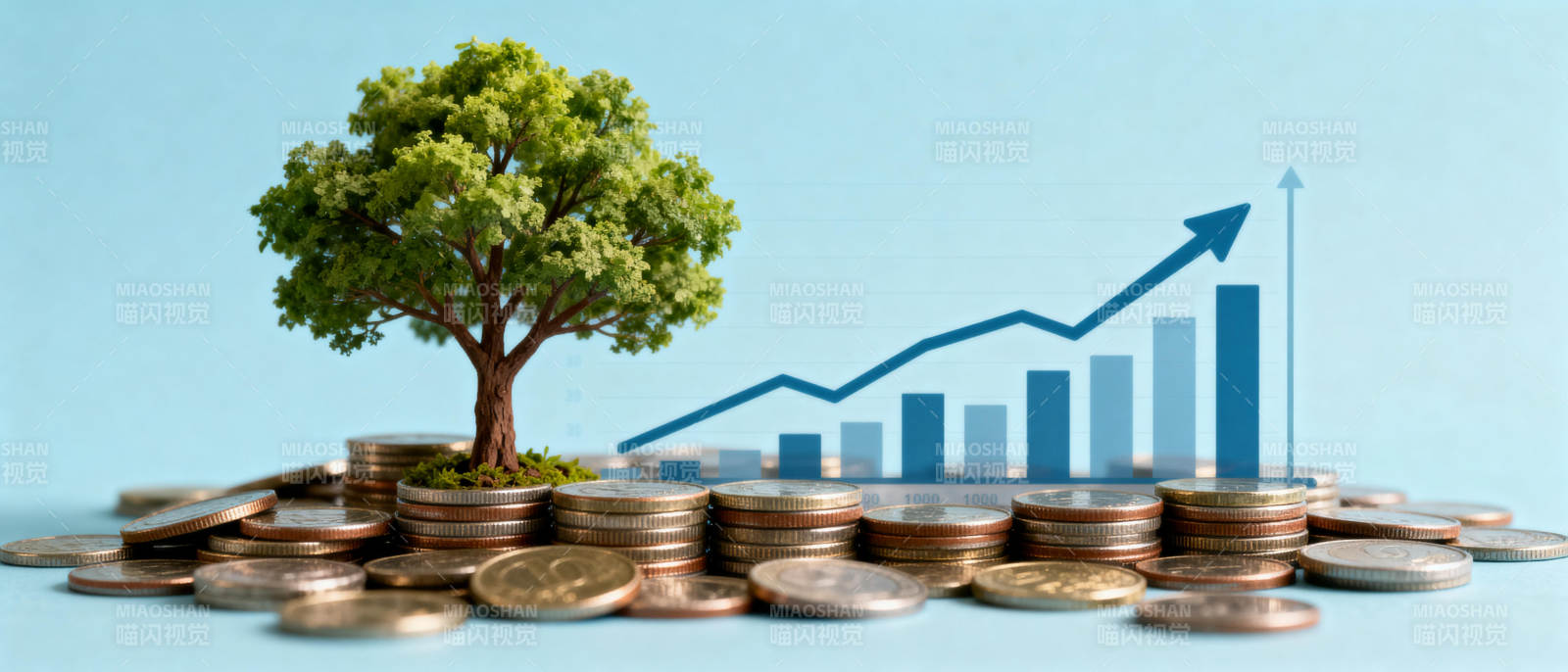 财富增长 绿树成荫图片