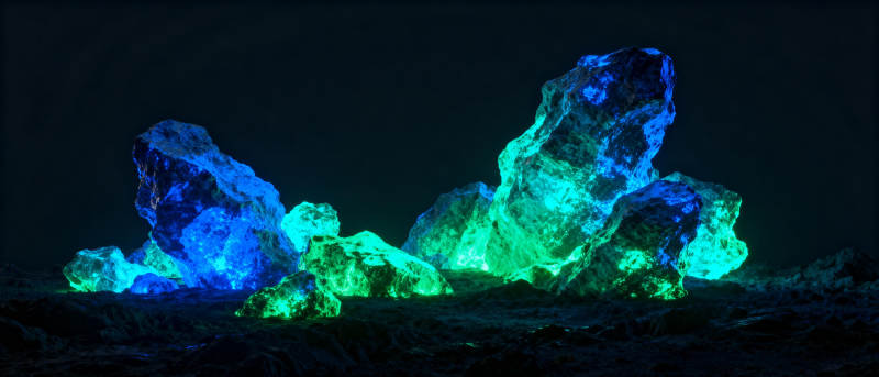 荧光岩石夜景图片