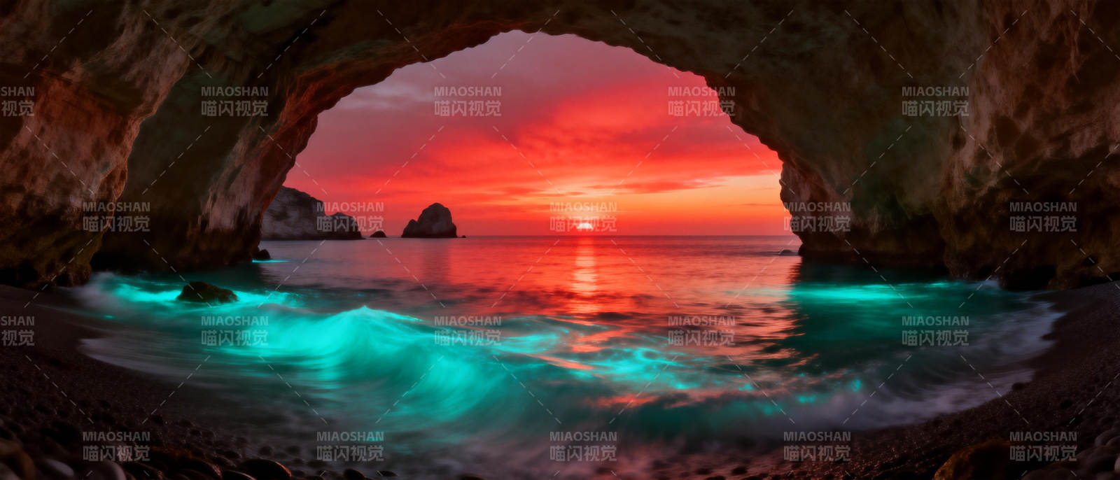 洞中霞光映海天图片