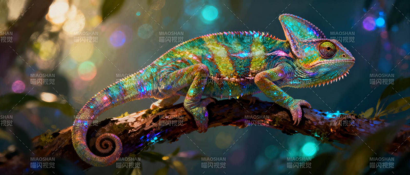 变色龙栖息枝头图片