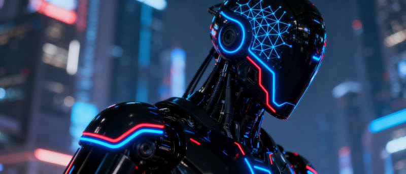 未来都市中的机械战士图片