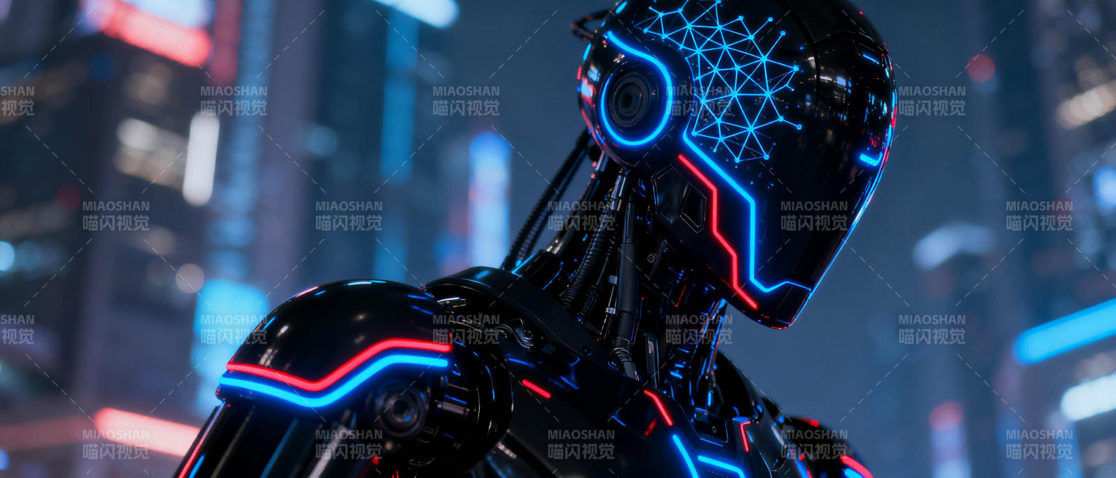 未来都市中的机械战士图片