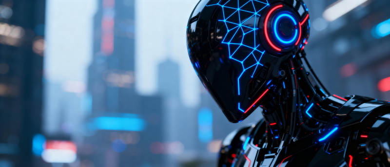 未来都市中的机械战士图片