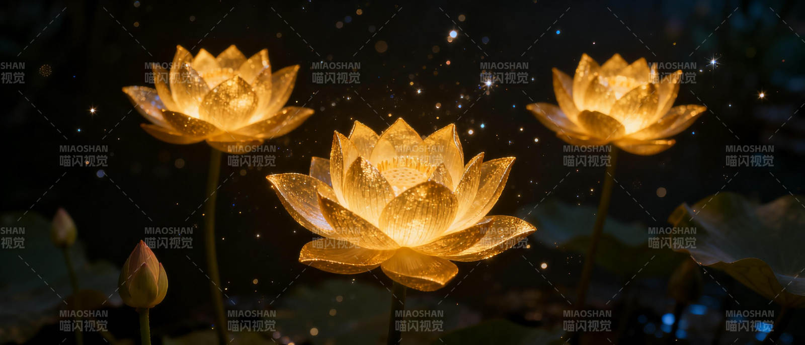 夜光莲花绽放图片