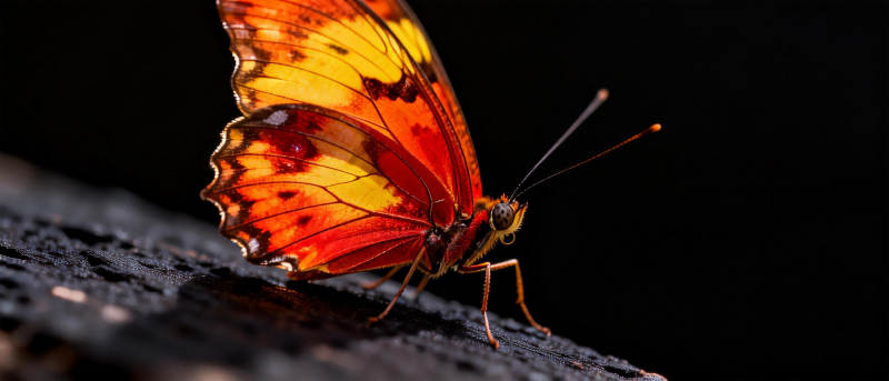 橙黄蝶栖木图片